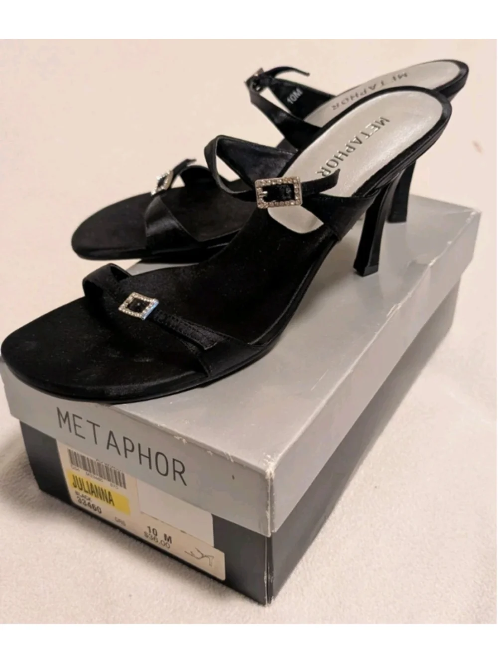 Metaphor Julianna Back Satin Strappy Shoes Size 10 N42